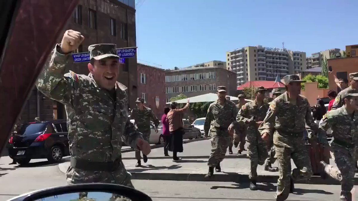 Armenian soldiers joined the protests