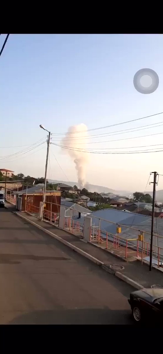 Armenian TV anchor Artak Herikian posts a video from  Khankedi/Stepanakert, where a civilian building is shown with traces of shelling   Also @daronass666 posts a video, which he says if from a region close to NagornoKarabakh capital