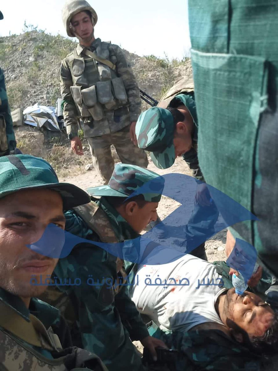 More photos surfacing of alleged Syria SNA fighters in fresh Azerbaijani uniforms  (H/T @osmanjoker7) matching the one pictured in @press_jesr photo of a dying fighter's last moments