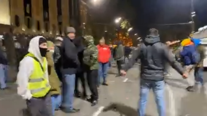 Protest in Tbilisi, still hasn't ended. People started cleaning the area in front of the parliament. 20 minutes until unconstitutional *Curfew* finishes. but people are going to wait until 6:00 so metro is opened and they can go in groups