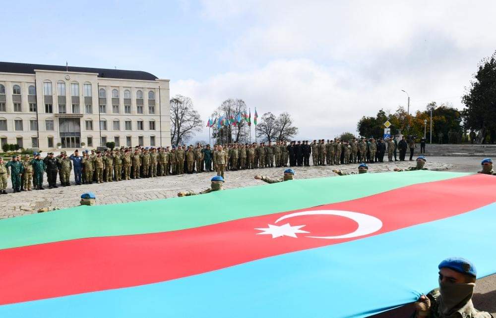 Azerbaijan President Ilham Aliyev, First Lady Mehriban Aliyeva and their son Heydar Aliyev have attended an event organized on the occasion of the Victory Day in Shusha