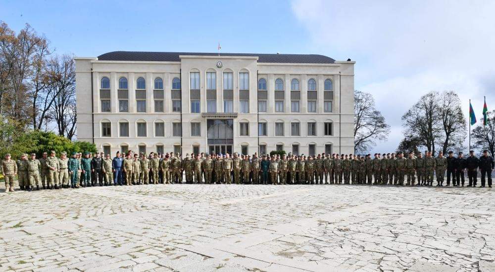 Azerbaijan President Ilham Aliyev, First Lady Mehriban Aliyeva and their son Heydar Aliyev have attended an event organized on the occasion of the Victory Day in Shusha