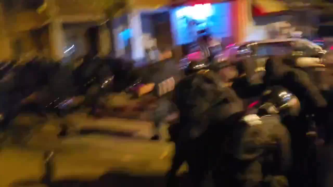 Riot police have charged protesters without warning, making arrests. OC Media witnessed officers beating and kicking several people as they lay on the ground