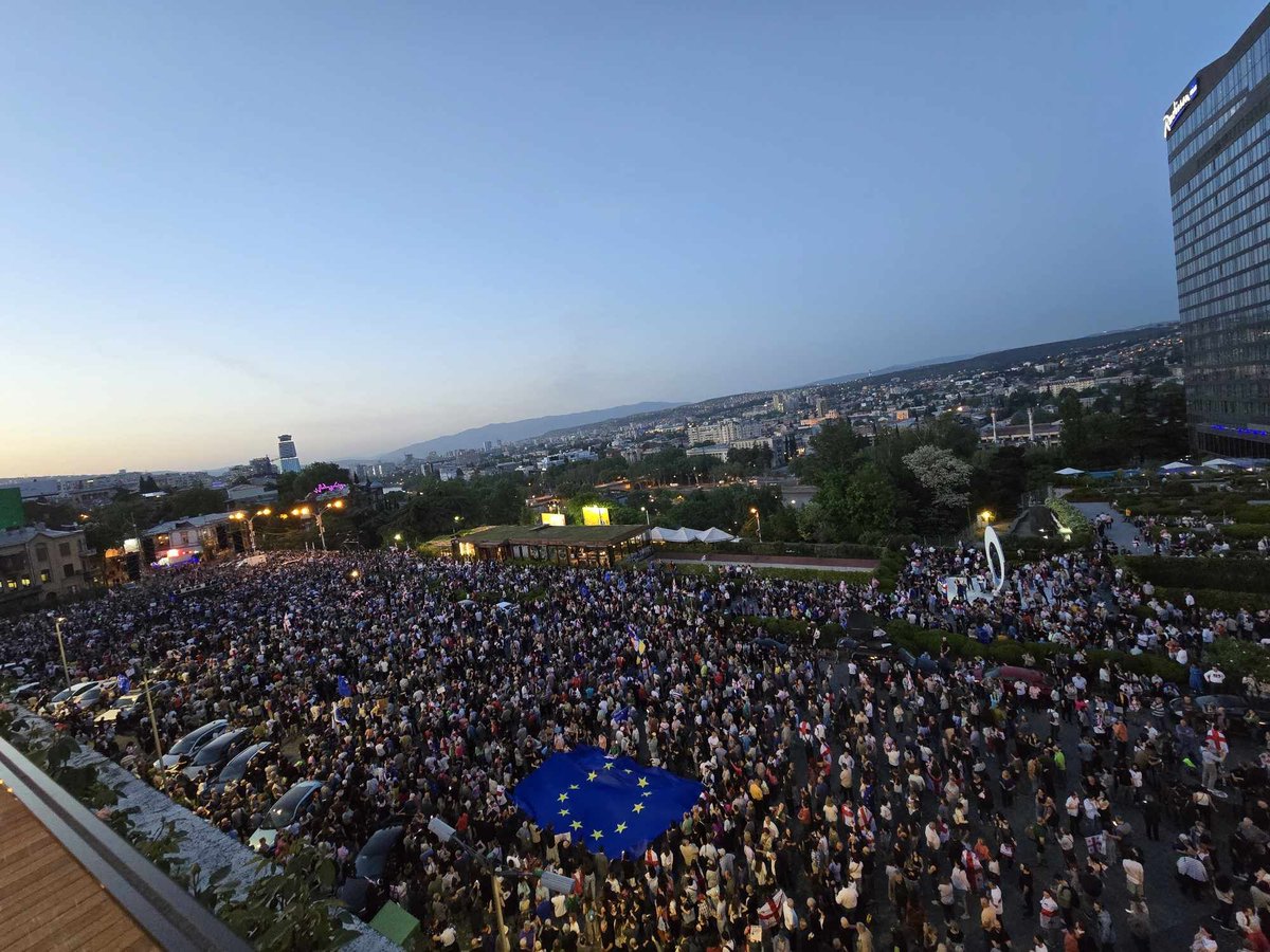 Thousands have gathered at Tbilisi’s First Republic Square to protest against Georgia’s foreign agent draft law