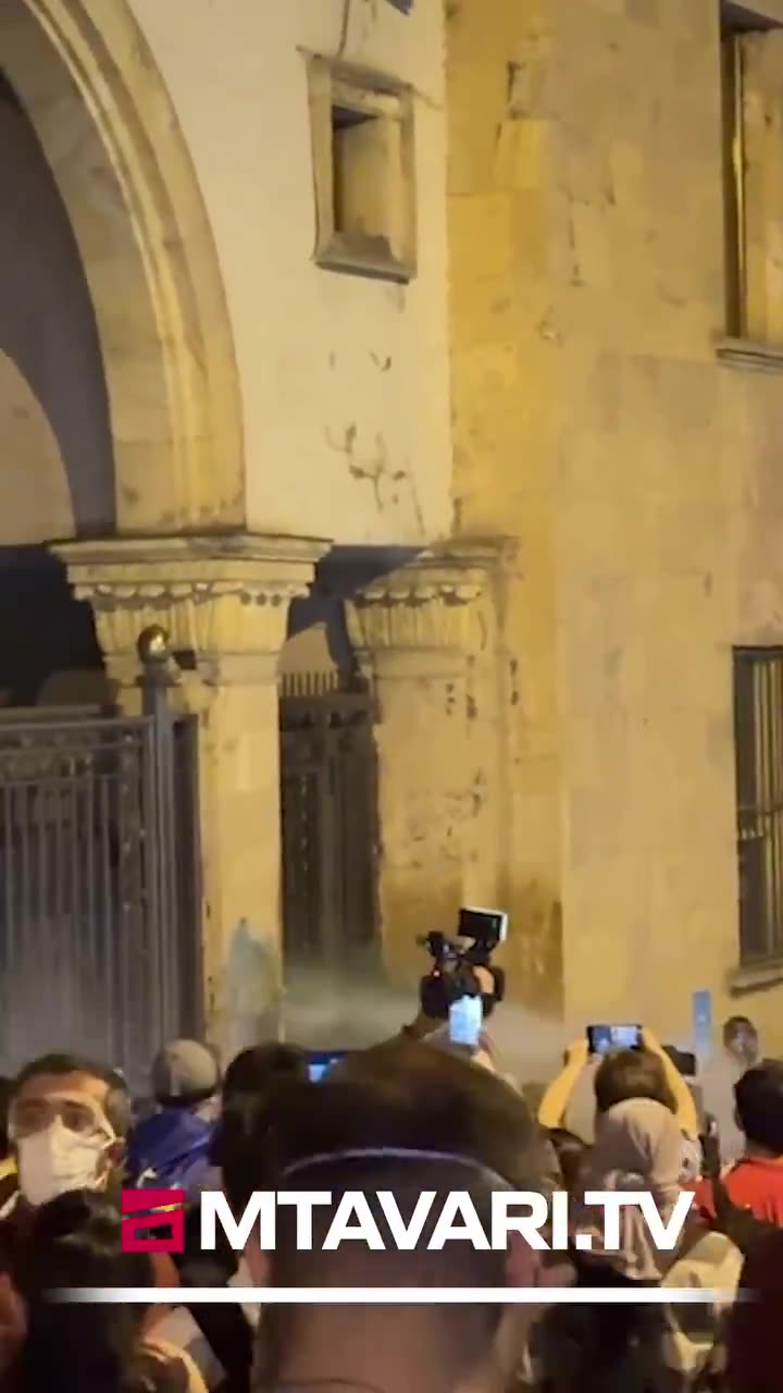 Police used water cannons against peaceful demonstrators near the Georgia parliament building