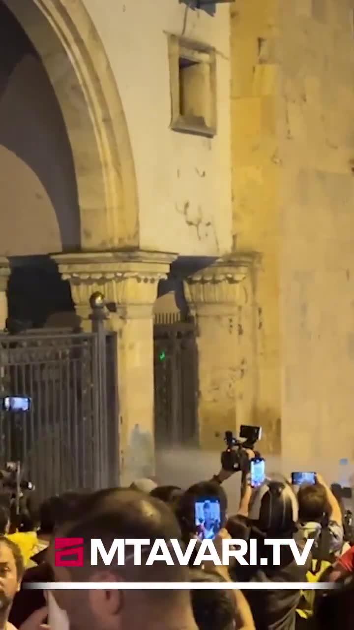 Police used water cannons against peaceful demonstrators near the Georgia parliament building