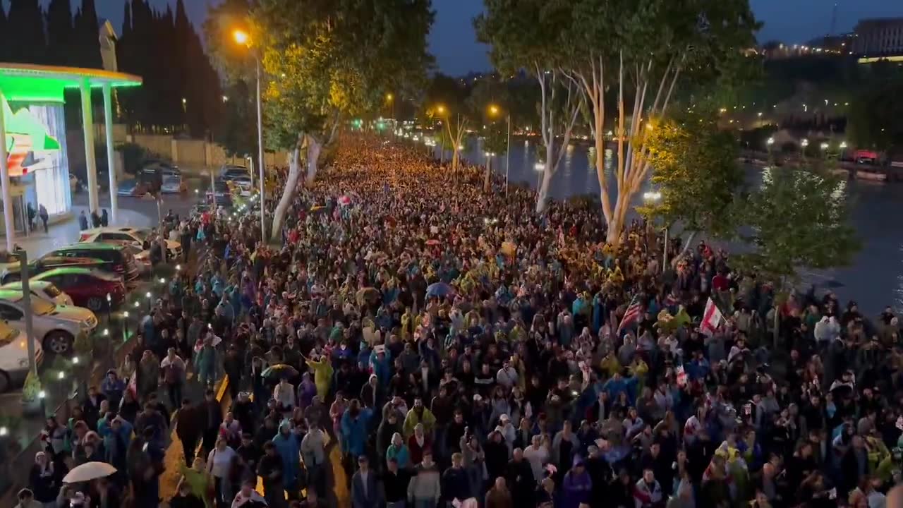 Tbilisi now. Georgians have flooded the city in what seems to be the biggest street demonstration in decades. 