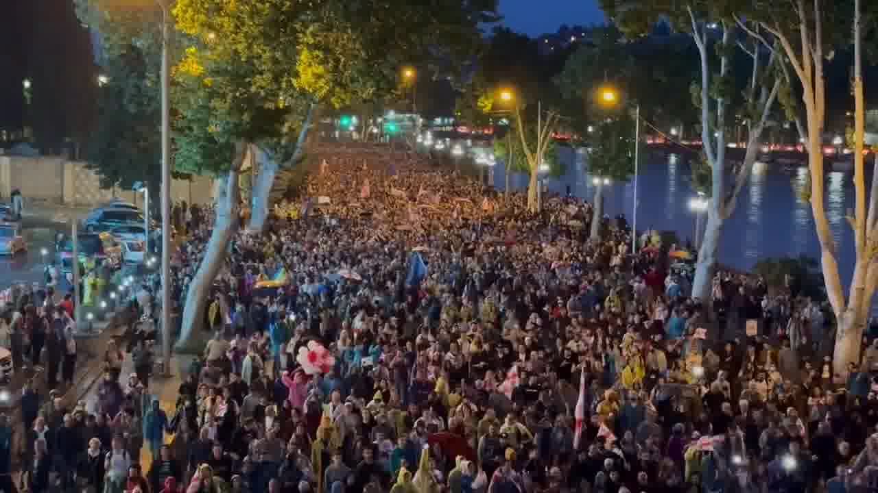 Tbilisi now. Georgians have flooded the city in what seems to be the biggest street demonstration in decades. 