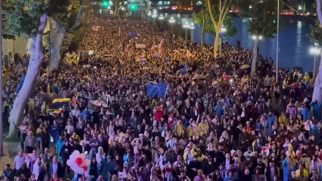 Tbilisi now. Georgians have flooded the city in what seems to be the biggest street demonstration in decades. 