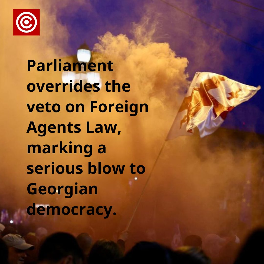 Parliament of Georgia overrides Presidential veto on Foreign Agents Law at 18:58, finally adopts the law with 84 votes for, 4 against, despite unprecedented domestic, international pressure