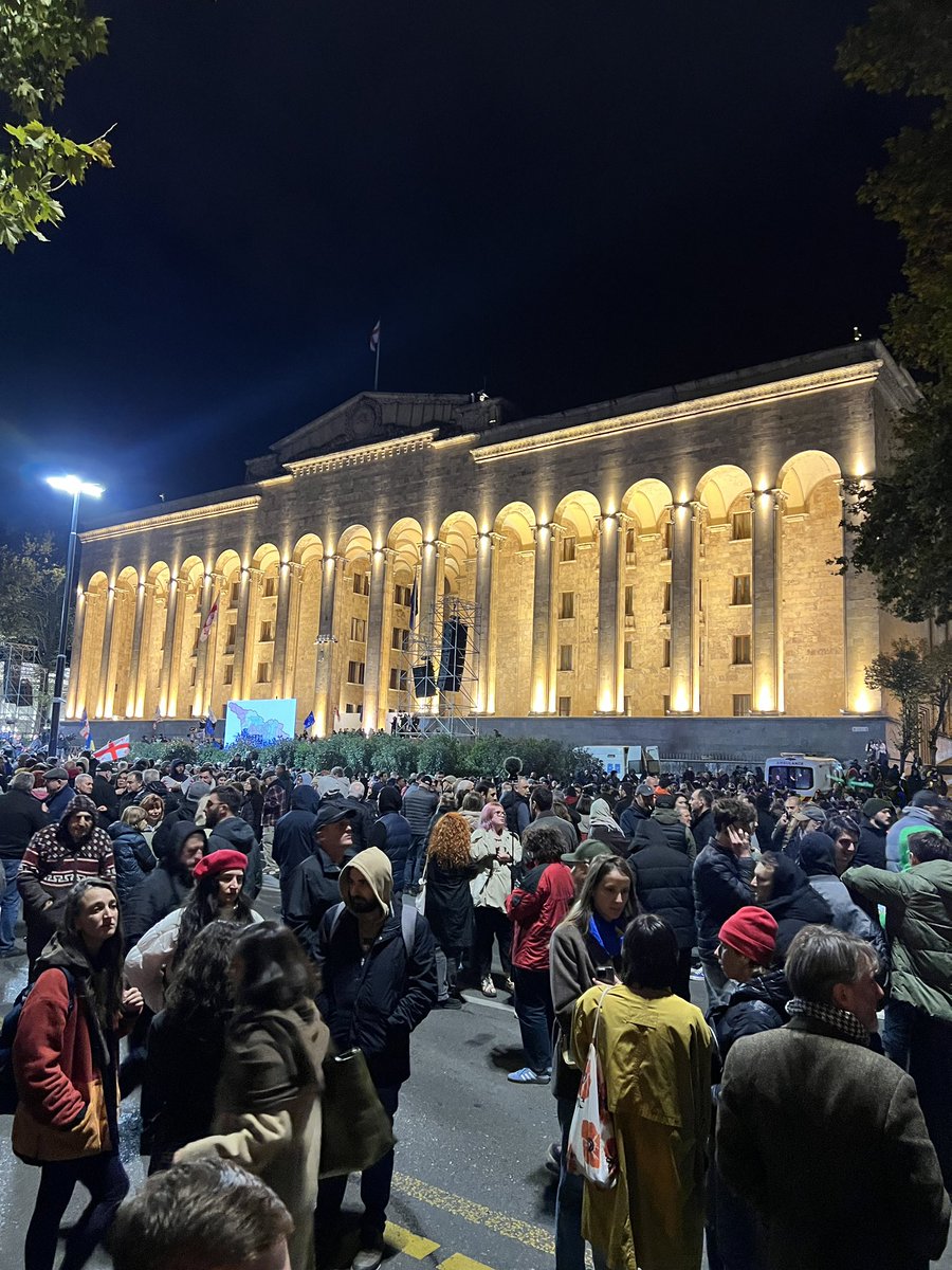 People are arriving to the opposition demo in central Tbilisi to protest the results of October 26 parliamentary elections