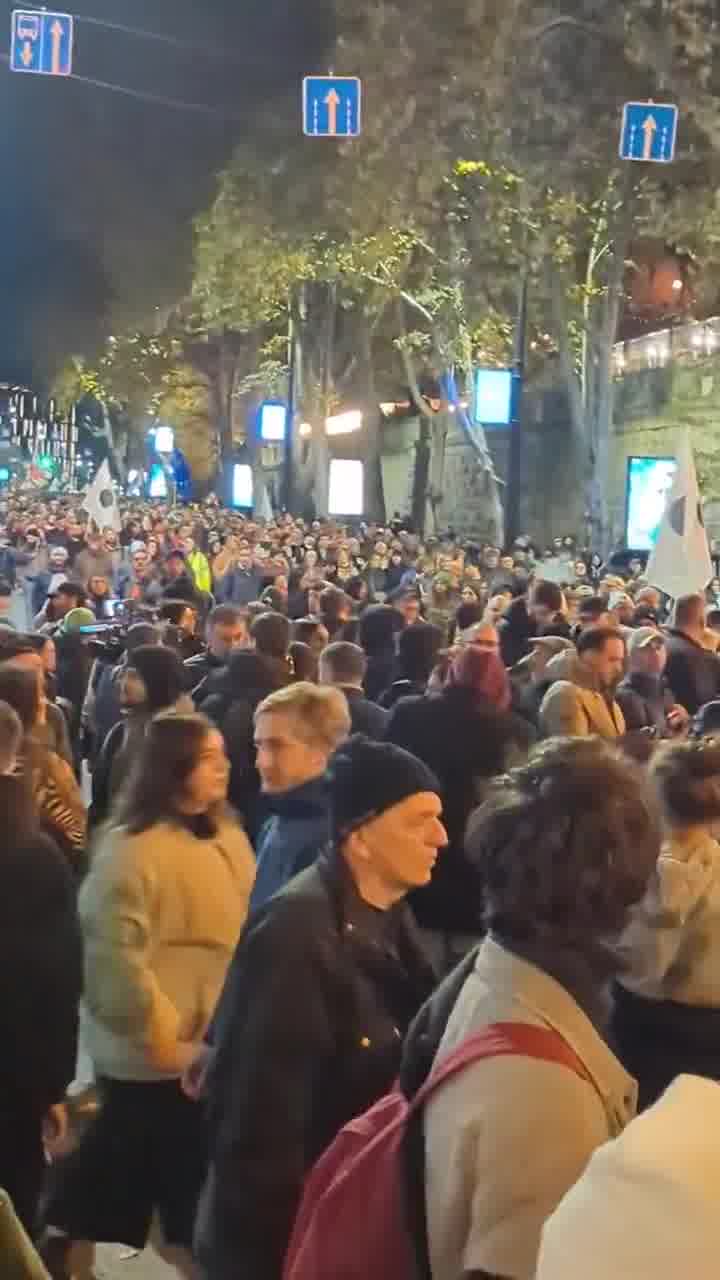 Los manifestantes vuelven a recuperar la zona cercana al edificio de la Universidad Estatal de Tbilisi, donde esta mañana tuvo lugar la dispersión policial. Nini Gabritchidze/Civil.ge