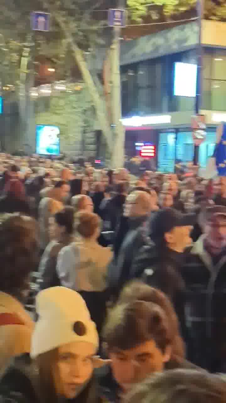 Los manifestantes vuelven a recuperar la zona cercana al edificio de la Universidad Estatal de Tbilisi, donde esta mañana tuvo lugar la dispersión policial. Nini Gabritchidze/Civil.ge