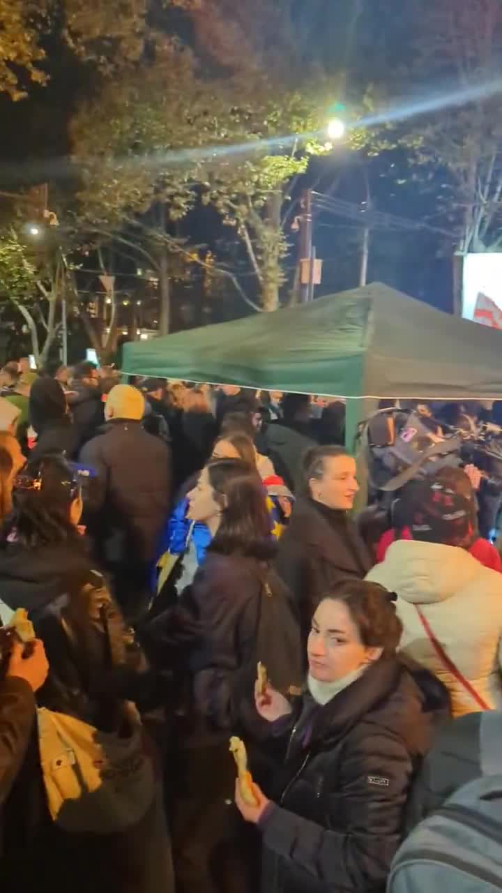 Se han vuelto a instalar tiendas de campaña en el lugar de la protesta, cerca de la Universidad Estatal de Tbilisi, mientras continúa la manifestación. Vídeo: Nini Gabritchidze/Civil.ge