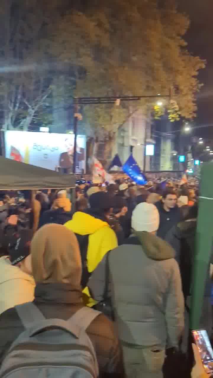 Se han vuelto a instalar tiendas de campaña en el lugar de la protesta, cerca de la Universidad Estatal de Tbilisi, mientras continúa la manifestación. Vídeo: Nini Gabritchidze/Civil.ge