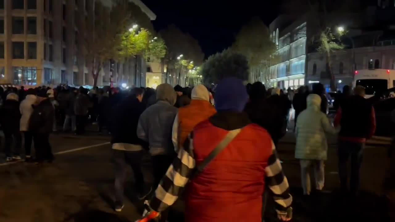 Protesters started marching towards the Georgian parliament building from the First Republic Square