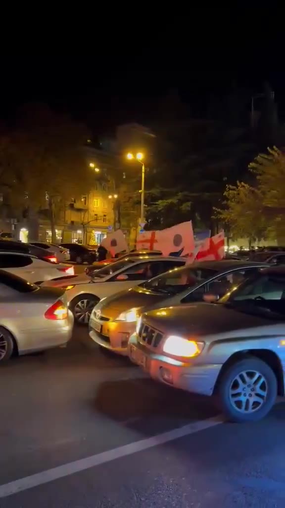 Citizens have gathered at Republic Square. Some plan to spend the night there and protest in front of Parliament tomorrow morning. It's currently around 22:10 in Tbilisi, and the police are preventing the protest convoy from moving from Republic Square to Rustaveli ave