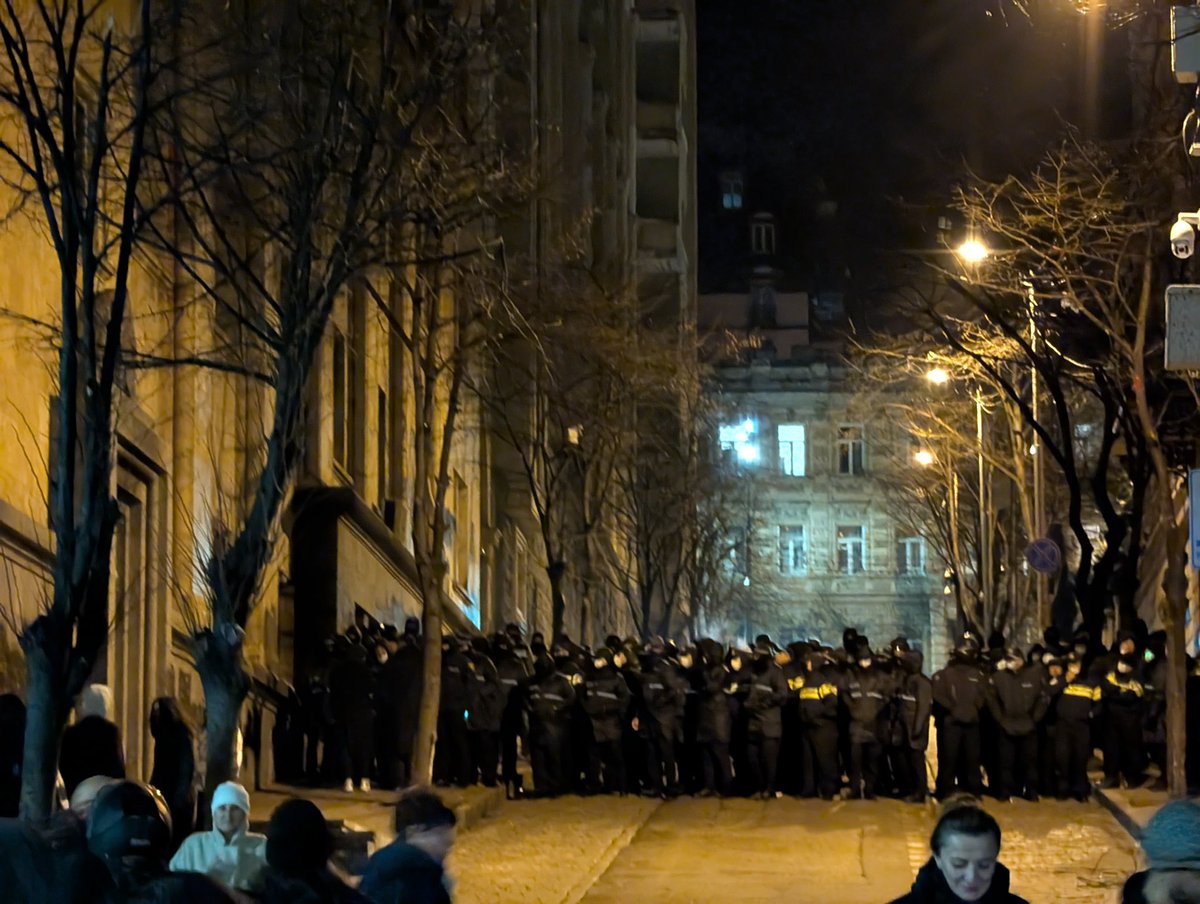 Thousands of protesters have gathered in Tbilisi for a fifth night of protests. Police have reportedly already used fire hoses and tear gas to disperse protesters in front of the parliament building on Rustaveli Avenue.