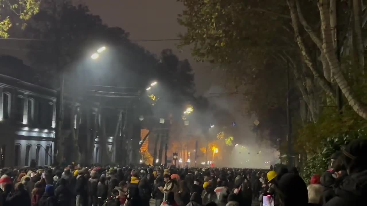 It’s midnight in Tbilisi. Riot police are stationed near the Marriott hotel, protesters are stretching across Rustaveli avenue. Tear gas is being deployed nonstop and is sensed throughout the entire area