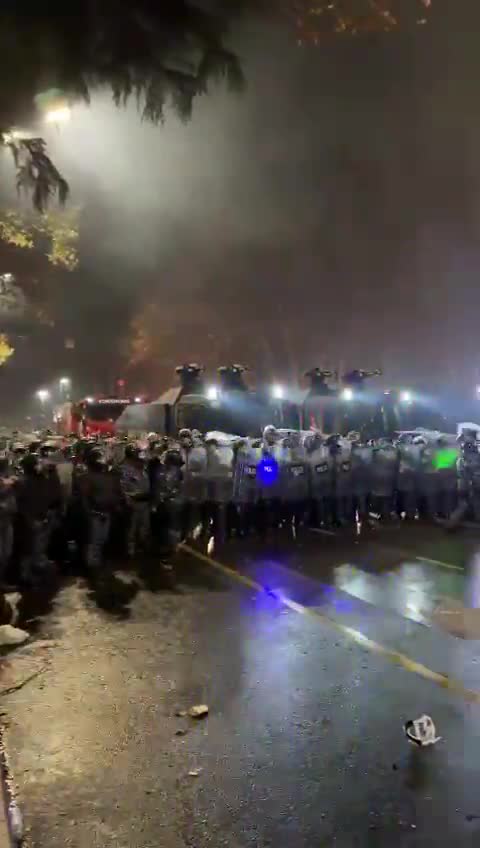 Special forces have just dispersed protesters from area in front of Parliament, using water cannons and tear gas canisters, and arrested some. They are now on Rustaveli Avenue, apparently preparing for further dispersal. Protesters moved towards Republic Square