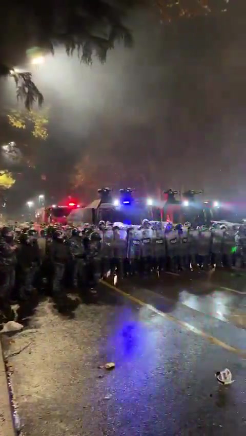 Special forces have just dispersed protesters from area in front of Parliament, using water cannons and tear gas canisters, and arrested some. They are now on Rustaveli Avenue, apparently preparing for further dispersal. Protesters moved towards Republic Square