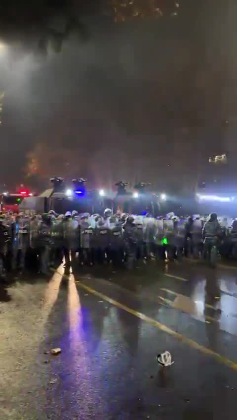 Special forces have just dispersed protesters from area in front of Parliament, using water cannons and tear gas canisters, and arrested some. They are now on Rustaveli Avenue, apparently preparing for further dispersal. Protesters moved towards Republic Square