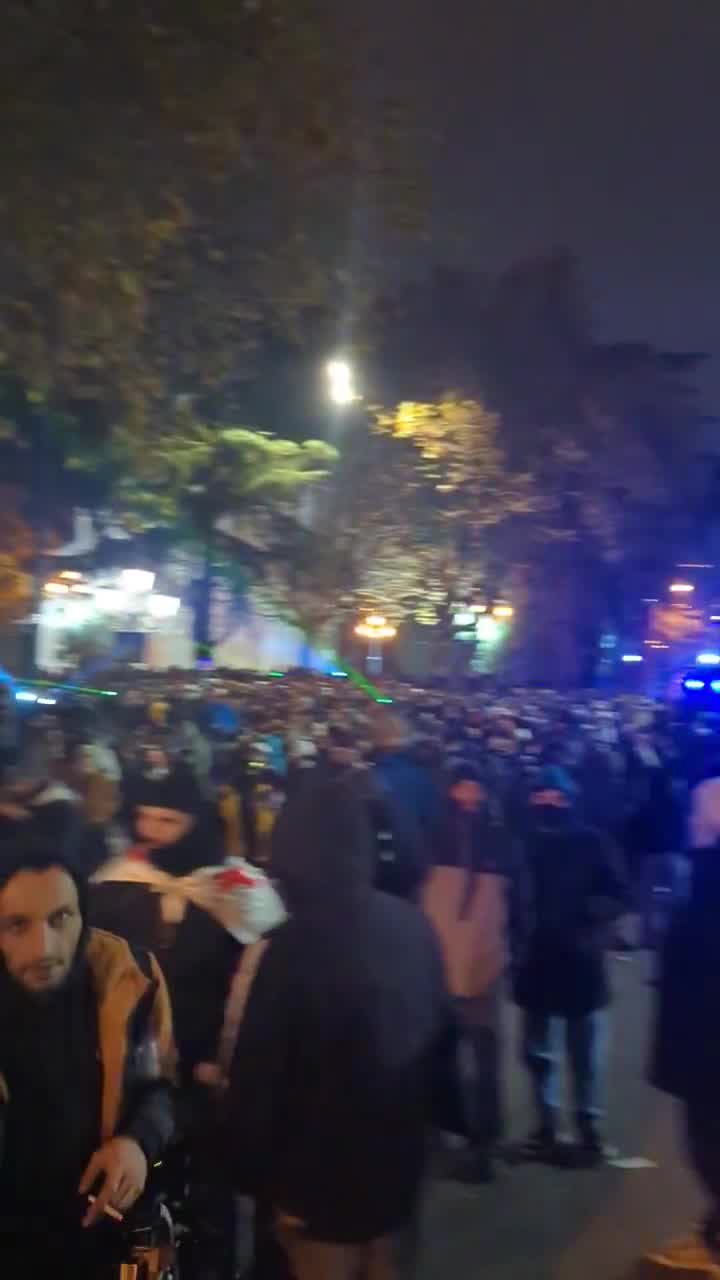 Una unidad de la policía antidisturbios y un cañón de agua aparecen en la calle Chichinadze, cerca del parlamento. Todavía no hay avisos de dispersión. Mientras tanto, los manifestantes formaron grupos de patrullaje voluntarios para proteger a los ciudadanos de los matones pro gubernamentales.