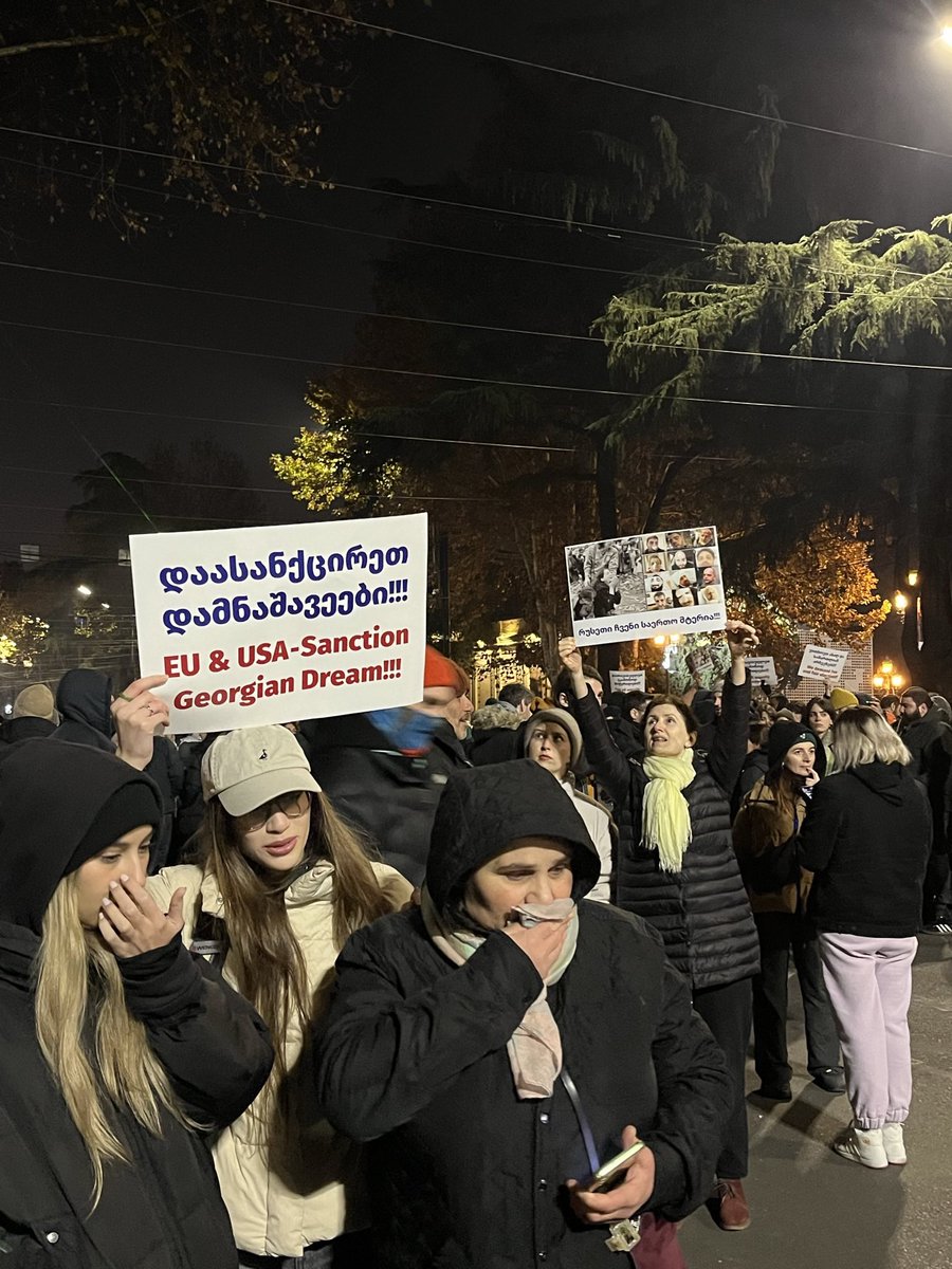 Manifestantes en Tbilisi exigen la aprobación de Sueño Georgiano, la liberación de todos los manifestantes detenidos injustamente y la convocatoria de nuevas elecciones