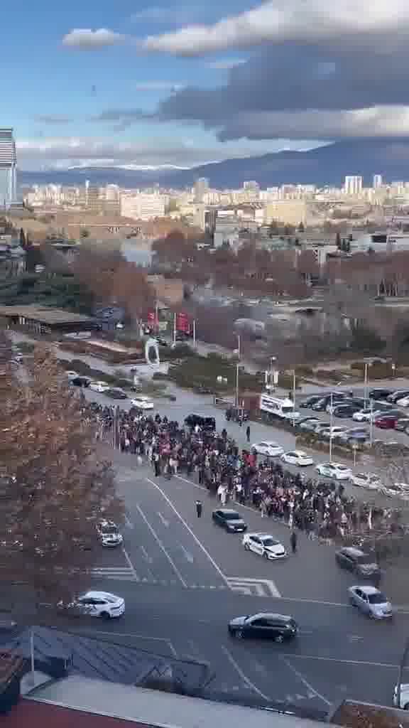 IT-/techwerkers marcheerden vandaag over Rustaveli Avenue richting het parlement, terwijl meer professionele groepen zich aansluiten en solidariteit tonen met de aanhoudende protesten