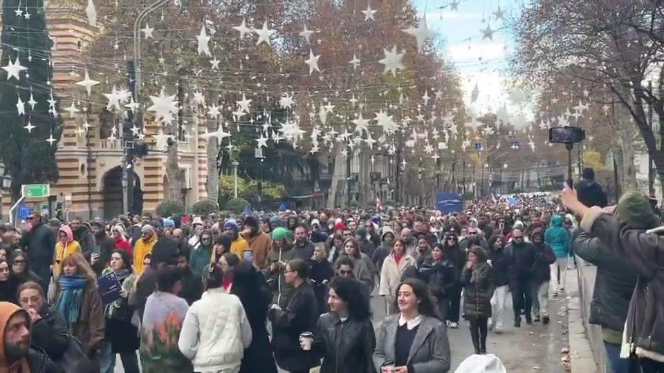 Another group is leading a march from Tbilisi’s Rustaveli Avenue towards Republic Square