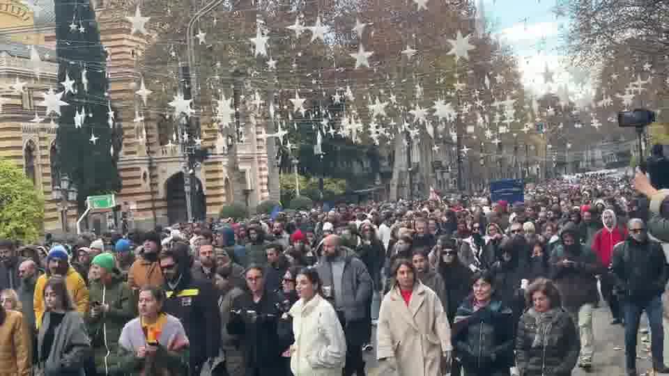 Another group is leading a march from Tbilisi’s Rustaveli Avenue towards Republic Square