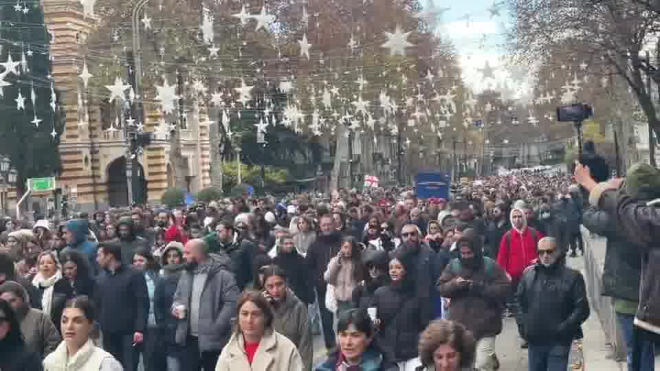 Another group is leading a march from Tbilisi’s Rustaveli Avenue towards Republic Square