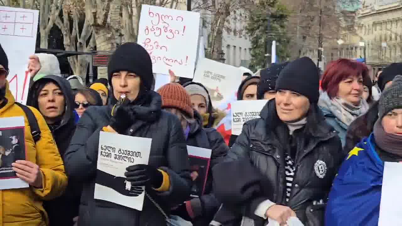 A group of mothers have marched to the Georgian Parliament to protest the presidential elections and violence against demonstrators before continuing on to Orbeliani Palace