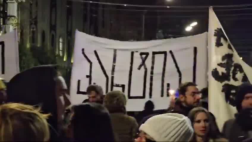 Protesters in Tbilisi have again blocked the central Rustaveli Avenue by gathering in front of parliament to protest the government’s decision to halt EU integration