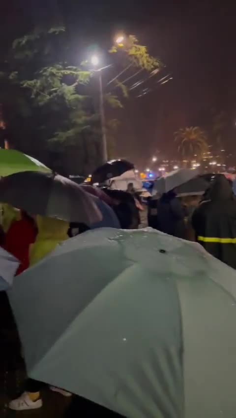 Protests also continue in Zugdidi, central city in Samegrelo region, under pouring rain