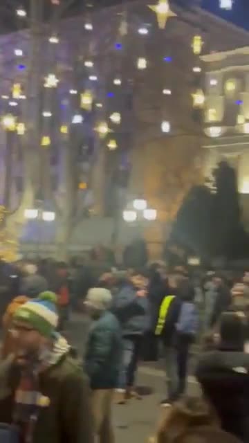 Protesters gather on Tbilisi's Rustaveli Avenue for Day 37 of Georgia Protests. Rallies continue amid Orthodox Christmas holidays, usually a passive week in Georgia. Day-offs have been announced for public institutions until January 10. Muro Takalandze