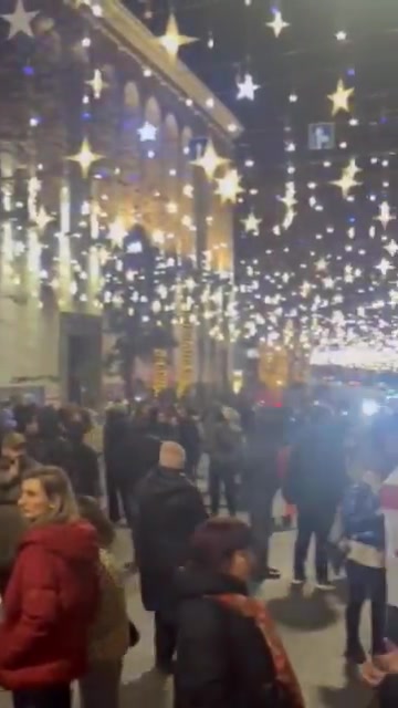 Protesters gather on Tbilisi's Rustaveli Avenue for Day 37 of Georgia Protests. Rallies continue amid Orthodox Christmas holidays, usually a passive week in Georgia. Day-offs have been announced for public institutions until January 10. Muro Takalandze