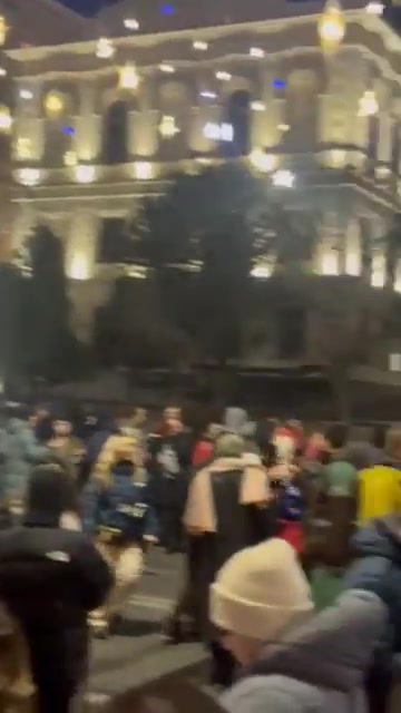 Protesters gather on Tbilisi's Rustaveli Avenue for Day 37 of Georgia Protests. Rallies continue amid Orthodox Christmas holidays, usually a passive week in Georgia. Day-offs have been announced for public institutions until January 10. Muro Takalandze