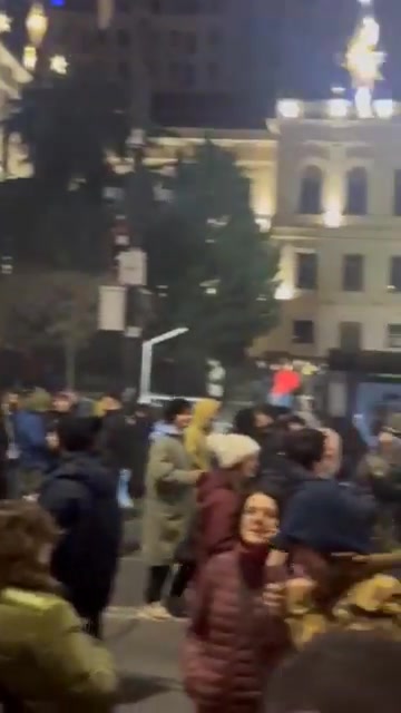 Protesters gather on Tbilisi's Rustaveli Avenue for Day 37 of Georgia Protests. Rallies continue amid Orthodox Christmas holidays, usually a passive week in Georgia. Day-offs have been announced for public institutions until January 10. Muro Takalandze