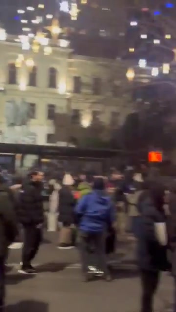 Protesters gather on Tbilisi's Rustaveli Avenue for Day 37 of Georgia Protests. Rallies continue amid Orthodox Christmas holidays, usually a passive week in Georgia. Day-offs have been announced for public institutions until January 10. Muro Takalandze