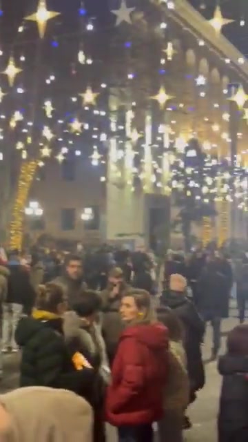 Protesters gather on Tbilisi's Rustaveli Avenue for Day 37 of Georgia Protests. Rallies continue amid Orthodox Christmas holidays, usually a passive week in Georgia. Day-offs have been announced for public institutions until January 10. Muro Takalandze