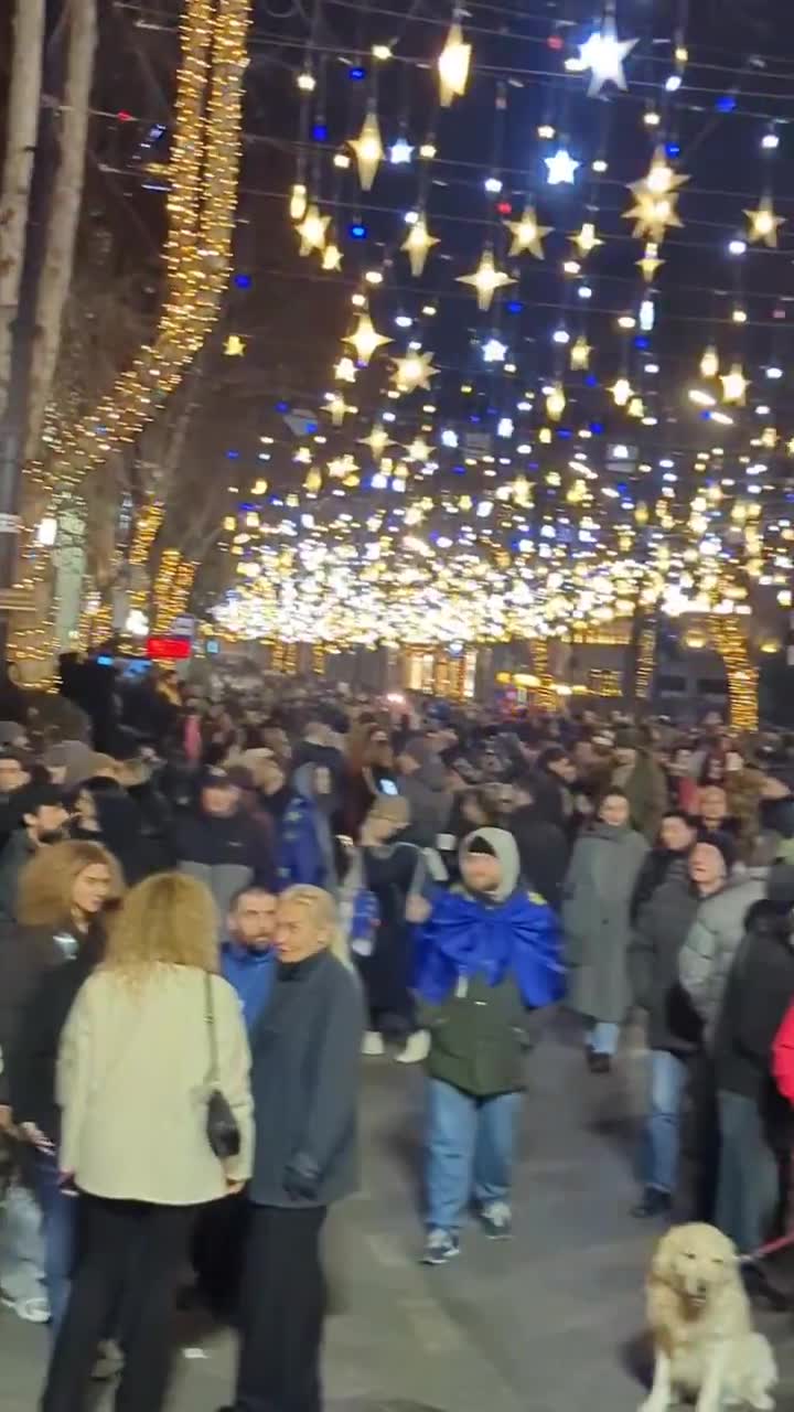 Tbilisi's Rustaveli Avenue now, on Day 39 of non-stop GeorgiaProtests. Demonstrators plan to also gather tomorrow evening near Kashveti Church, across the street from parliament, to mark Orthodox Christmas (January 7) together. Nini Gabritchidze/Civil.ge