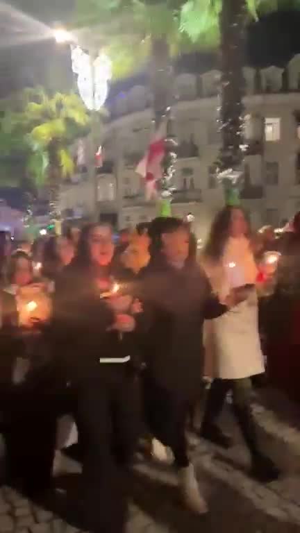 Protesters have also gathered in the coastal city of Batumi, marking Orthodox Christmas as they march together through the city streets while singing Christmas chants