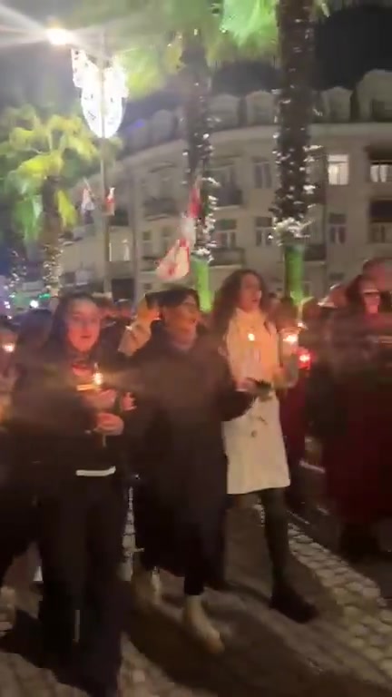 Protesters have also gathered in the coastal city of Batumi, marking Orthodox Christmas as they march together through the city streets while singing Christmas chants