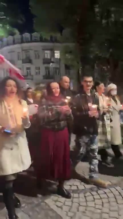 Protesters have also gathered in the coastal city of Batumi, marking Orthodox Christmas as they march together through the city streets while singing Christmas chants