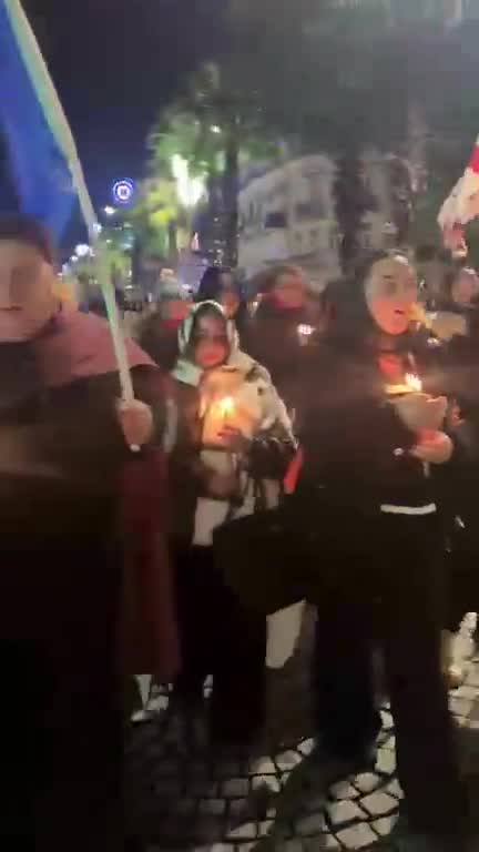 Protesters have also gathered in the coastal city of Batumi, marking Orthodox Christmas as they march together through the city streets while singing Christmas chants