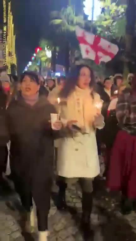 Protesters have also gathered in the coastal city of Batumi, marking Orthodox Christmas as they march together through the city streets while singing Christmas chants