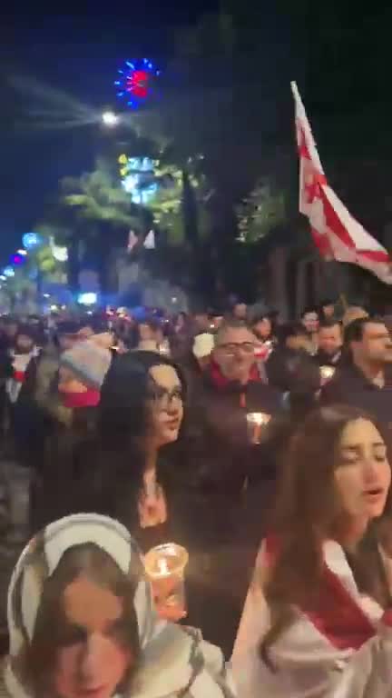 Protesters have also gathered in the coastal city of Batumi, marking Orthodox Christmas as they march together through the city streets while singing Christmas chants