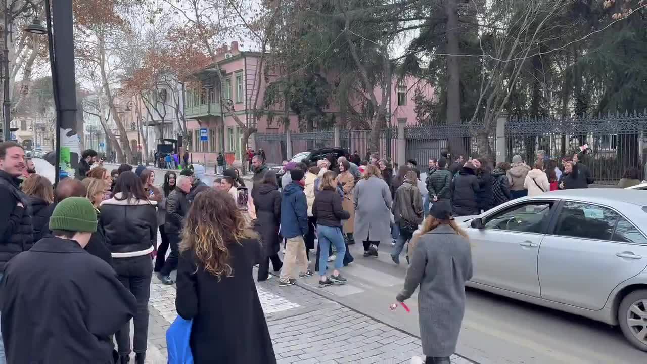 Tbilisi Now: Participants in a warning strike in Tbilisi are walking on crosswalks to avoid fines for blocking the road, which is punishable with hefty fines under Georgia’s new repressive laws introduced by the Georgian Dream