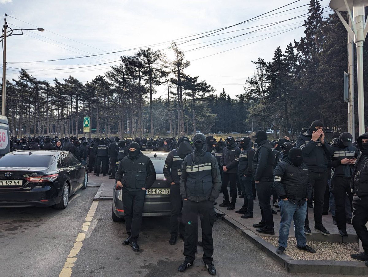 Massive police presence near Tbilisi Mall, the location of today’s protest and ahead of announced blockage of the main road leading to a from Tbilisi